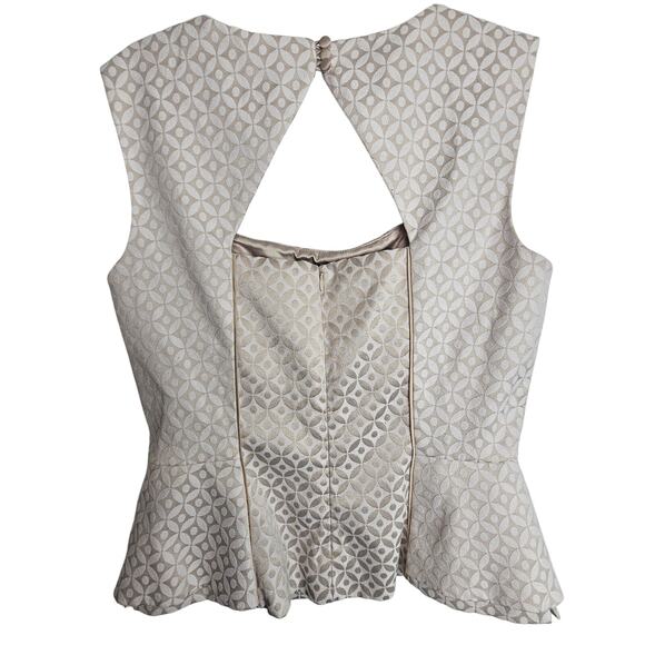 White House Black Market Blouse Women 8 Peplum Geometric Sleeveless Square Neck - Picture 7 of 9
